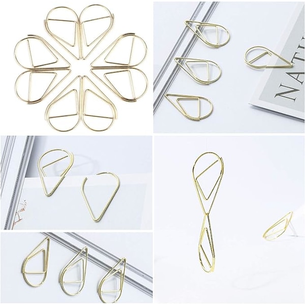 100 stk. Metal Dråbeformede Papirclips til Bøger, Memoer, Papir,