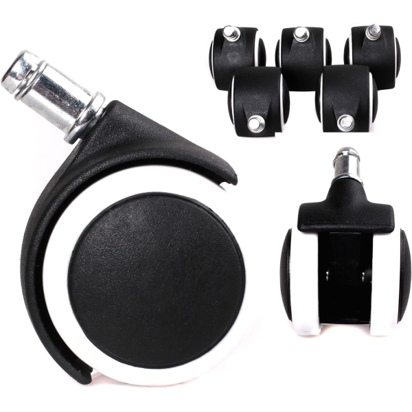 Sett med 5 hjul for harde gulv 11 mm, Hvit