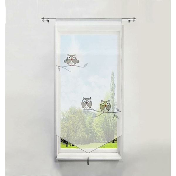 1 stk vindusgardin BxH/60x120CM Transparent Polyester Grå Ugle