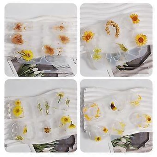 DIY Smyckestillverkningstillbehör Örhänge Hänge Resin Form Delikat U-formad Blomma och Bladinspirerade Tillbehörsformar Section 8