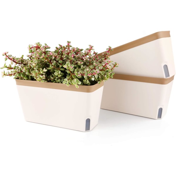 Beige - 27CM Selvvannende Plantepotter, PP Plastplanter med Visi