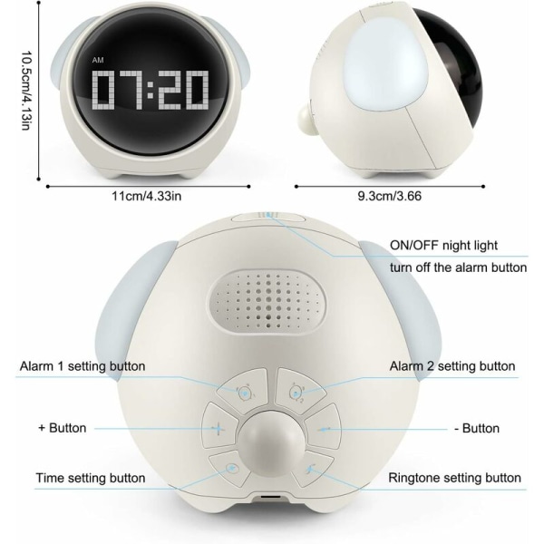 1 stk. børnevækkeur, genopladeligt digitalt vækkeur, sød Emoj