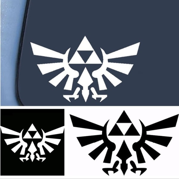 2 stk Triforce Vinger Stickers 6,1\" x 3,7\" (Sort og Hvid) Dekal