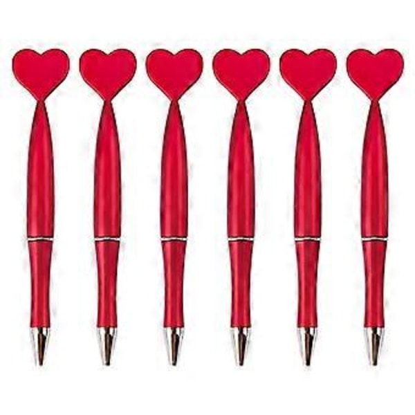 6 stk./sæt Hjerteformede kuglepenne Signaturpenne Journalføringspenne 1,0 mm Skrivepenne Papirvarer til studerende rød 1 red 1
