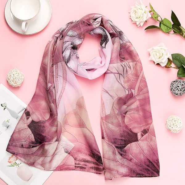 4-pack Chiffonscarf, Mode Sheer Scarves Lätt Vikt Halsduk Sjal Wrap Scarves för Kvinnor Flickor Dam