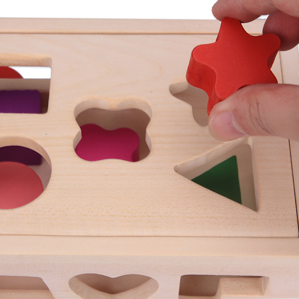 Träkubspel pedagogisk leksak geometrisk form träkub chi
