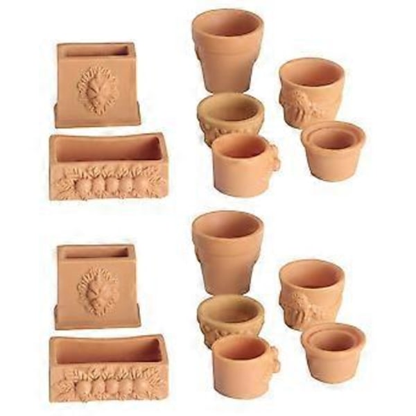 14 stk. Dukkehus Blomsterpotter Dejlige Eventyrhavepotter Mini Borddekorationer
