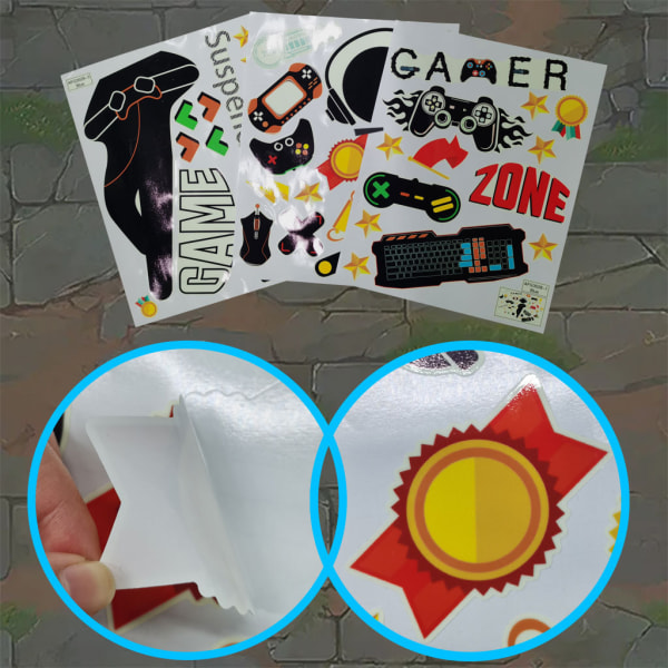 Gamer Room Decor Gaming Väggdekaler Sticker-Blå fluorescens-Bo