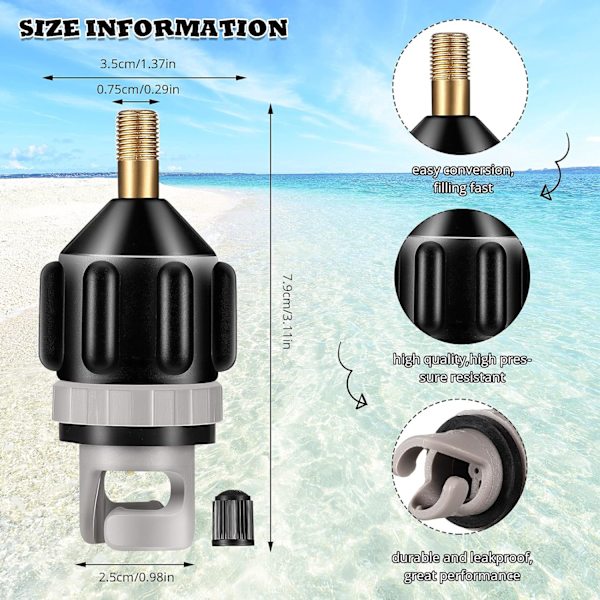 2 st uppblåsbara båt SUP pumpadapter luftpumpkonverter luftventil adapter konventionell luftpumpadapter pumpningshuvudkontakt för uppblåsbar kajak stand up paddle board uppblåsbar