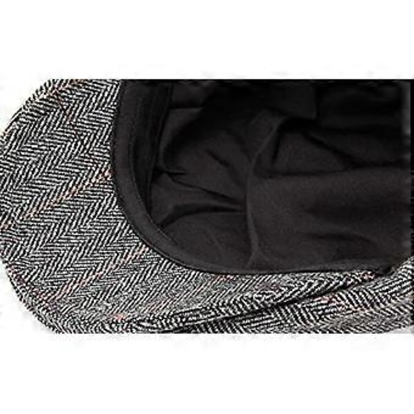 Peaked cap til midaldrende og ældre, justerbar klassisk beret flat cap (sort)