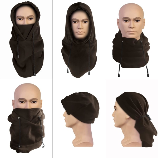 Vintermössa för män, ansiktsmask i brunt, balaclava, huva för kallt väder, utomhus