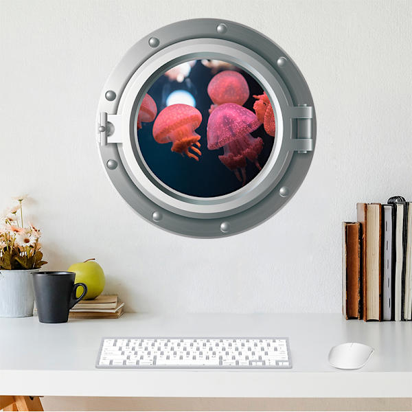 Tredelad kostym 3D Sea Life Fish Väggdekaler för badrum,Und