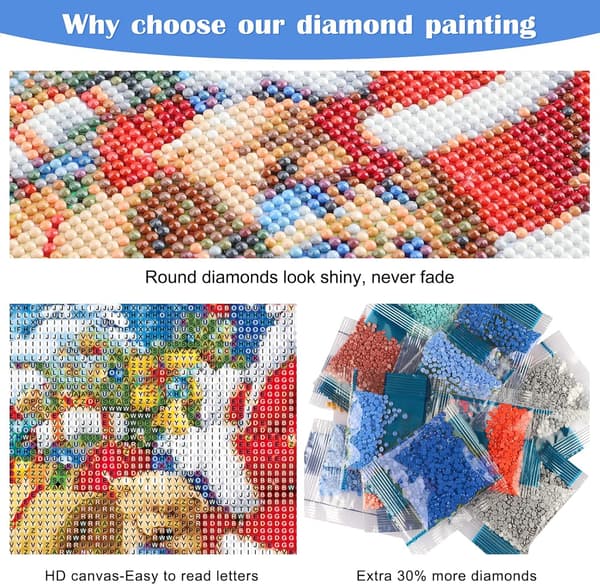 Diamantmålning Jul 5D Diamantmålning 30 * 40cm, Komplett