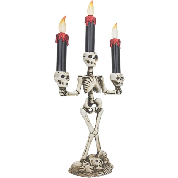 Triple LED Halloween Lys Uden Flamme og Skelet Lysestager