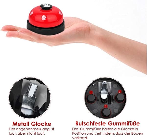 2-pack Hundklocka (7*4cm, Röd+Vit), Högkvalitativa Hundklockor för Dörr