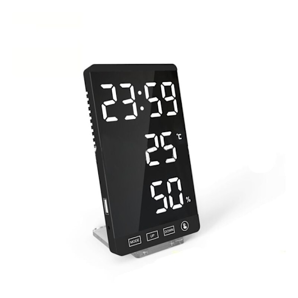 LED Mirror Clock Thermometer and Hygrometer Electronic Weather Cl