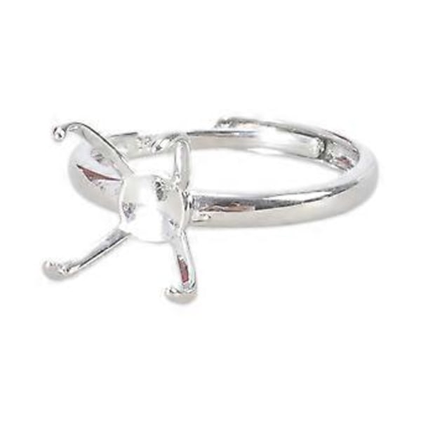 Kobberringer Blank Base Brakett DIY Innfatning Smykkefremstilling Tilbehør Innlagt Krystall Turkis Naturlig Edelsten for Kvinner Sølv Silver B