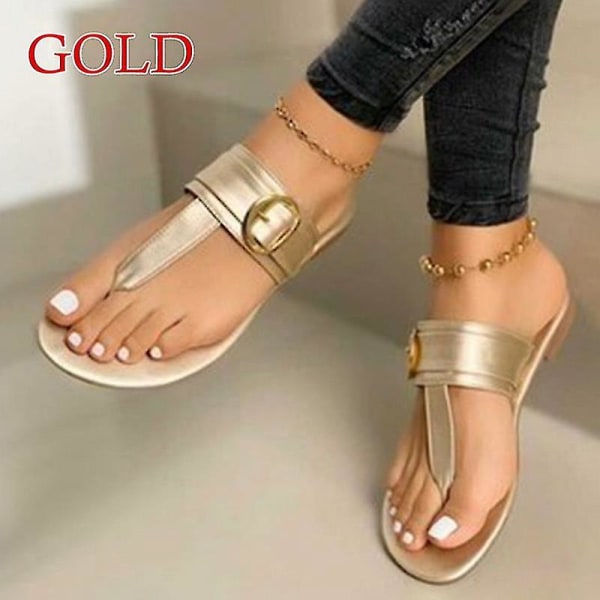 Dame Sandaler 2023 Sommer Udendørs Strand Flip-flop Sandaler Solid Fashion Gladiator Sandaler Dame Flade Casual Dame Sko.41.M223402G