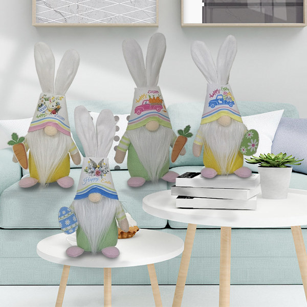 Påskhare Dekorativ Present: Ansiktslös Docka, Morotsgnomfigur, Julprydnad - A