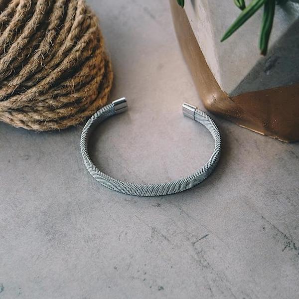Silver  Herr Armband i Stålnät
