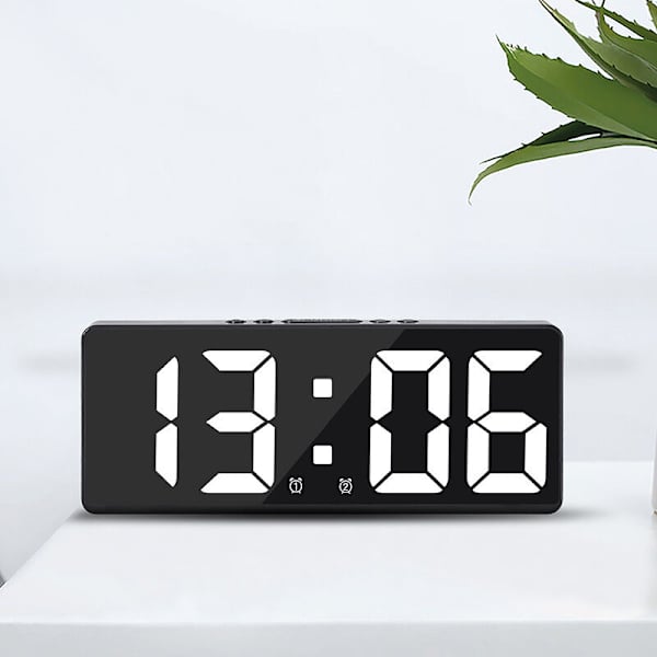 Stor Smart Digital Väggklocka APP-kontroll Tid/Datum/&Ljud Aktivering