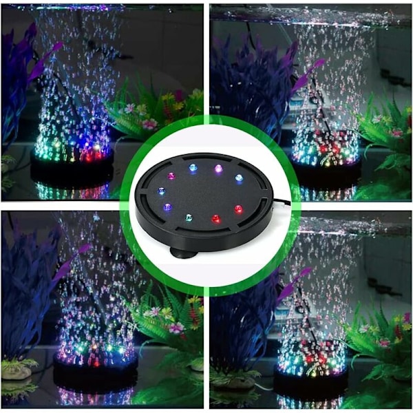 Neddykbar LED Luftbobbelys Fargerik Dekorasjon for Akvarium