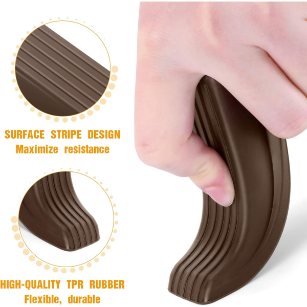 Dørstopper, 3 stk. (Brun) Premium Gummi Dørstopper Kile