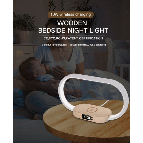Trådløs nattbordslampe med lader, berøringsnattbordslampe med USB-port