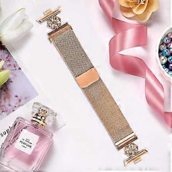 For Xiaomi Smart Band 8 Pro Milanese Armbånd Blomst Rustfritt Stål Magnetisk Mesh Klokkereim Style B