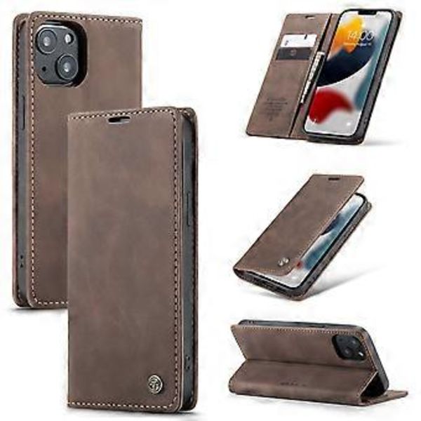 CaseMe-013 Læder Etui Til iPhone 13 Til iPhone 13 Coffee