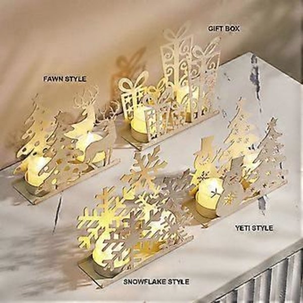 2 st Jul Metall Värmeljushållare Urholkade Snögubbar Snöflinga Järn Ljusstake Ljusstakar för Bordsdekorationer Gift box style