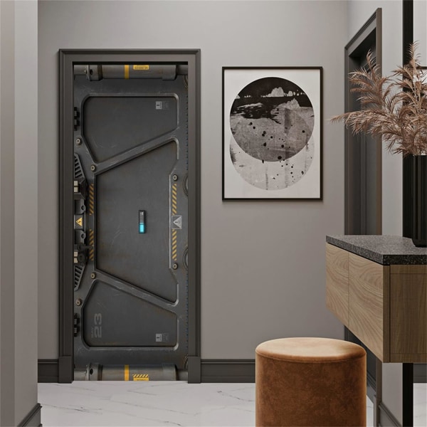 30,3" x 78,7" 3D-dørklistremerke Peel and Stick - Sci-fi-dør med nøkkel