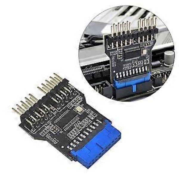 USB Splitter Hovedkort 19Pin USB2.0 til To USB2.0 9Pin Hunn Utvidelsesadapter for Forbedret Tilkobling