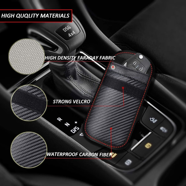 Anti Car Key Case Signal Blocking Faraday Pouch Bag, Set of 2 Si