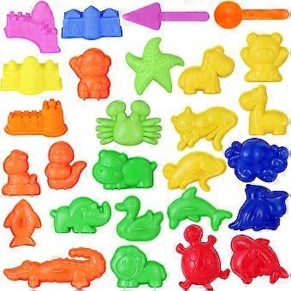 TOYMYTOY 27 st Sandformar Leksaker Barns Sommarstrandleksaker Sandlekset med Slott Djur Sandformar och Verktyg (Slumpmässig Färg)
