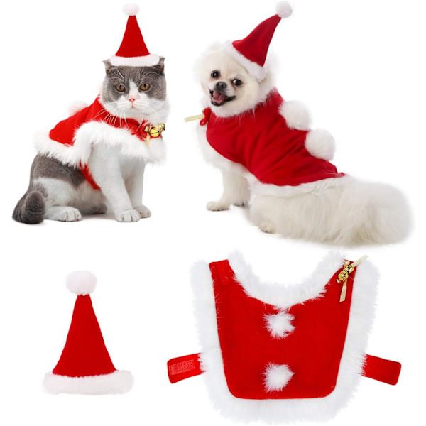 Justerbar sød julekostume til katte - Julekappe til kæledyr