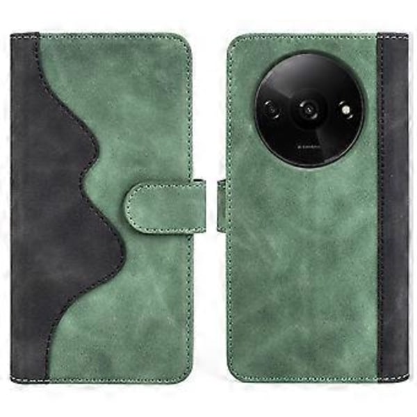 Til Xiaomi Redmi A3/Poco C61 4G Wallet Case PU Læder Farvesplejsning Stødsikkert Telefoncover Style E