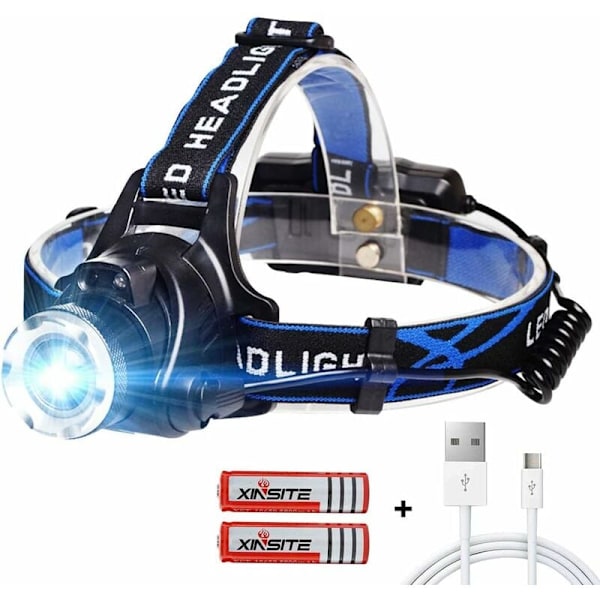 USB-oppladbart LED-hodelykt med 3 moduser LED-hodelykt USB-kabel