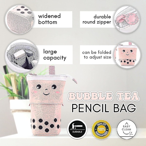 Lines Kawaii Penal Og Komplett Rosa Kawaii Skrivesaker Sett Med Pop Up Søt Boba Penal,..