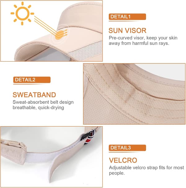 Dame Visor, Åndbar Anti-UV Visor Kasketter med Tilbageklappelig Br
