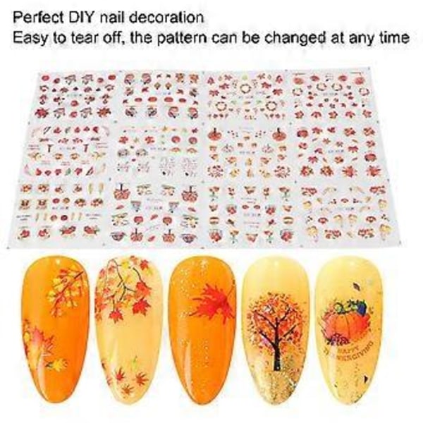 Nagelstickers Söta Höstblommor Träd Pumpamönster Säkra Nagellacksremsor för Nagelkonst DIY Hantverk