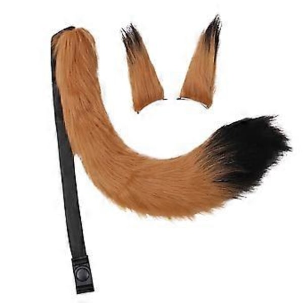 Fuskpäls Öron och Svans Set Maskerad Kostym Cosplay för Maskerad Barn Vuxen (Brun Svart) Brown Black