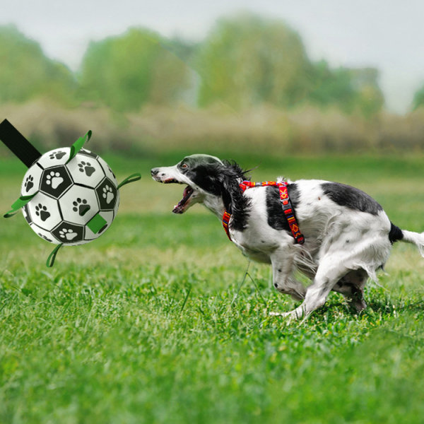 Interaktiv hundleksaksfotboll med greppflikar Hållbara hundbollar