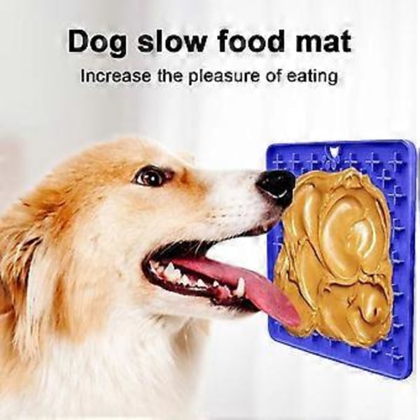 Hunde Slow Feeder Slikkemåtte, til Foder, Godbidder, Yoghurt eller Peanutbutter (blå)