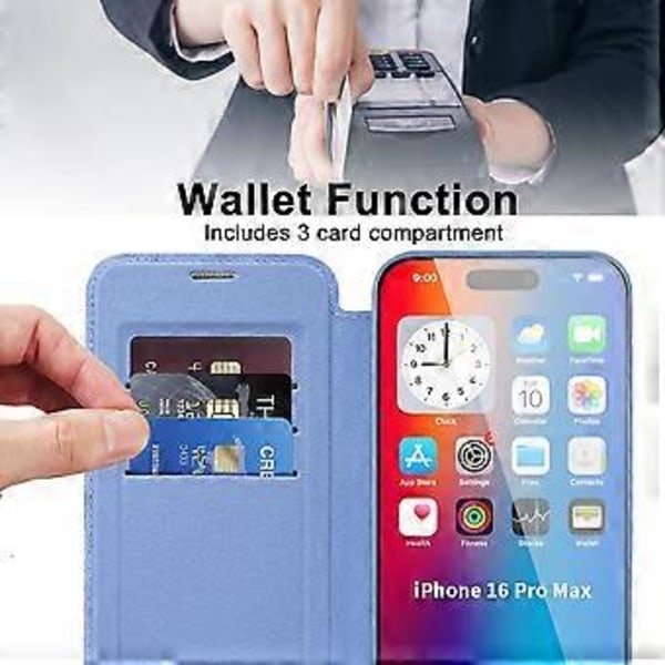 Magnetisk etui med kortlommer og RFID-blokering i læder til iPhone 16 Pro Max Style G
