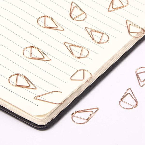 50 stk. rosegold papirclips, vanddråbeformede papirclips i metal