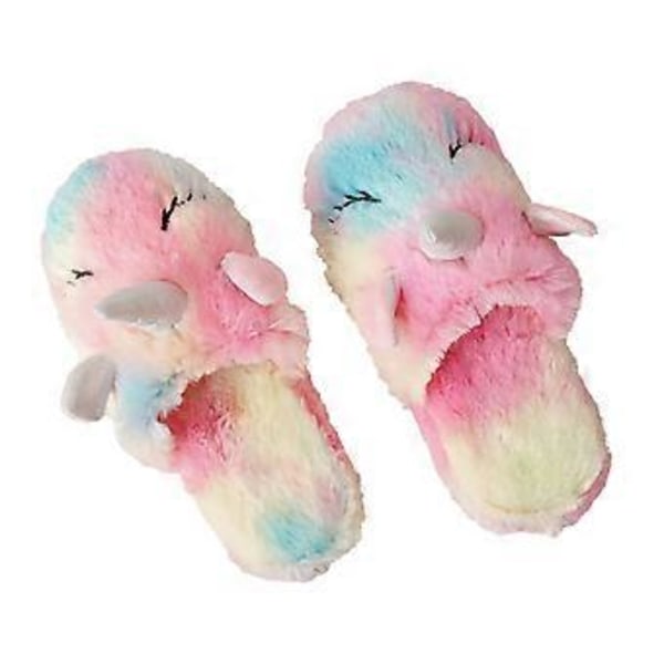 Höst Vinter Plysch Enhörning Bomullstofflor Håll Värmen Fluffiga Hemmaskor Halkfria (21.5x9x5cm) 21.5x9x5cm