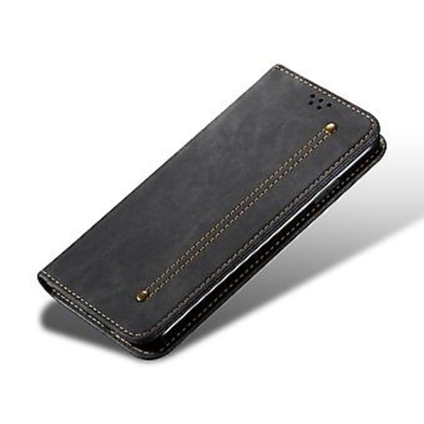 Denimtekstur PU-telefoncover til Samsung Galaxy A13 5G/4G/A04/A04S Black