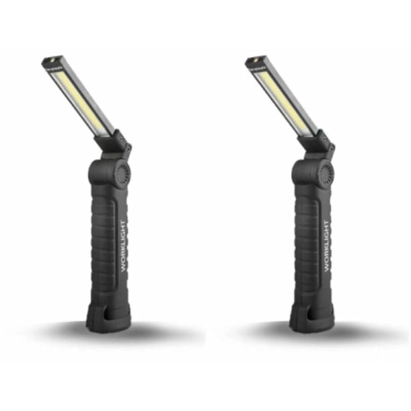 Pocket Lam LED arbeidslys, 2 stk COB LED arbeidslys Lam lommelykt med magnetisk base 5 moduser lys USB camping Lam for garasje, etc