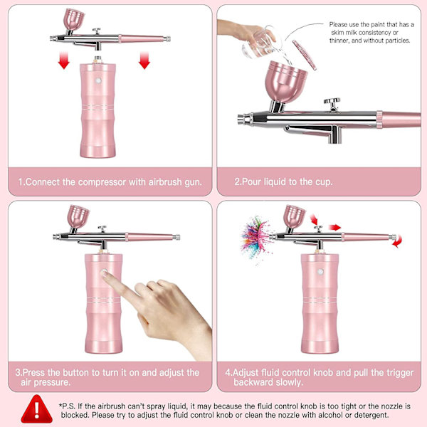 Opgraderet Airbrush Kit, Bærbar Trådløs Automatisk Airbrush Pistol K